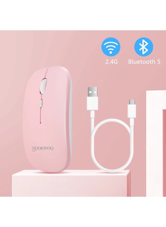 GOOJODOQ  2-in-1 Bluetooth Mouse, 2.4GHz, Dual Mode, Ultra Slim and Quiet ( Pink ) - Image 1